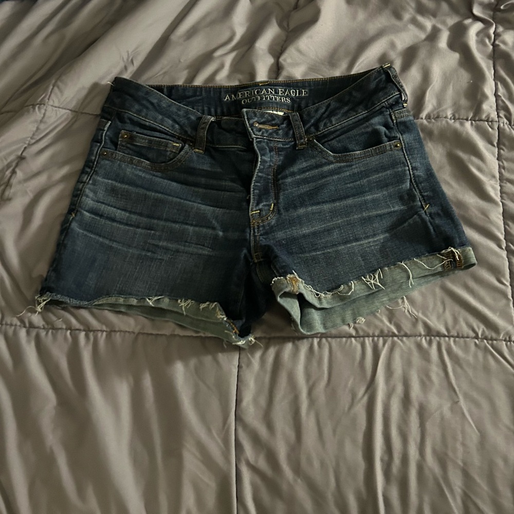 American Eagle Outfitters Blue Jean Shorts Distressed Cut-Off